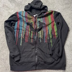 True Religion Youth Boys XL Black Full Zip Hoodie Teen